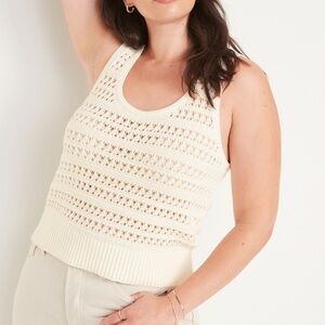 Old Navy Cotton Open-Knit Sweater Tank Top Cream